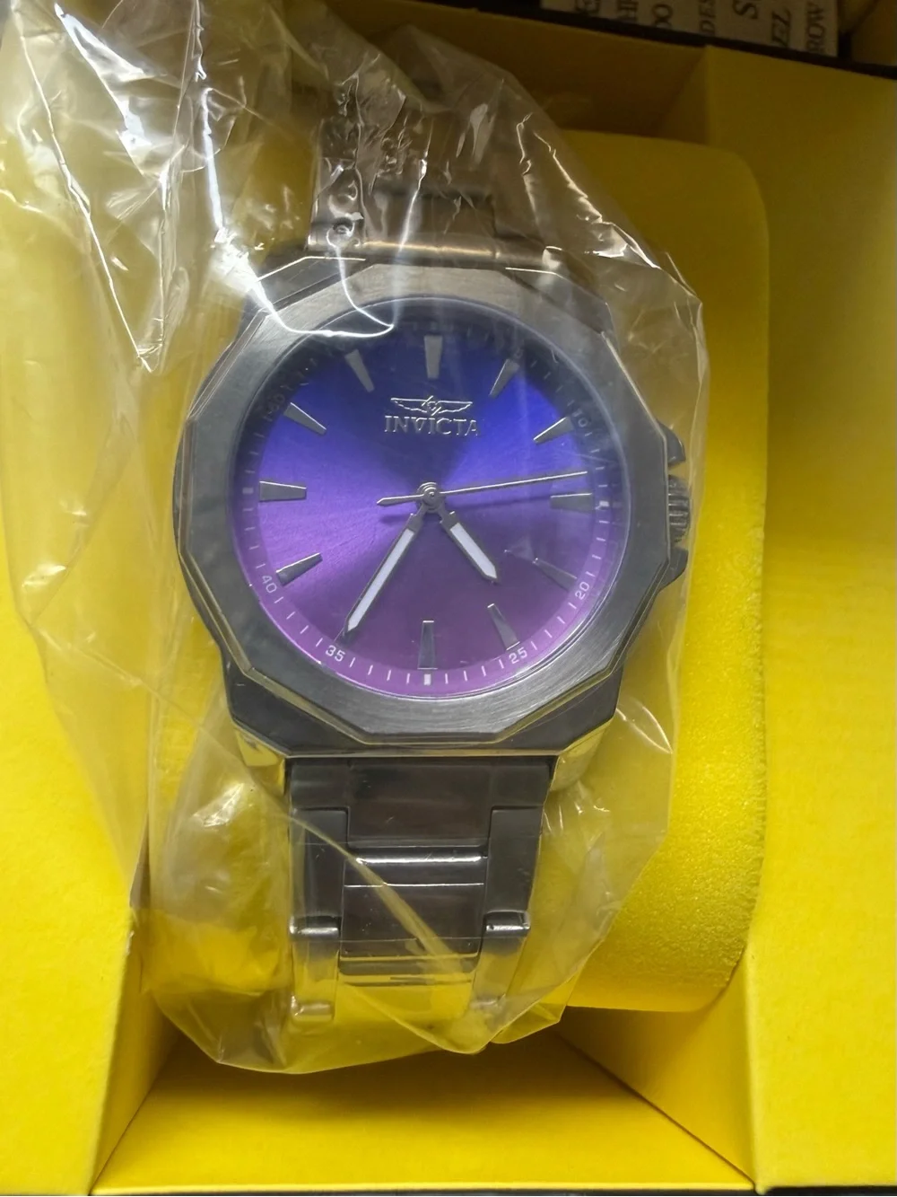 Invicta NIB SpeedwayWomen's Silver Bracelet Watch with Blue Purple Gradient Dial